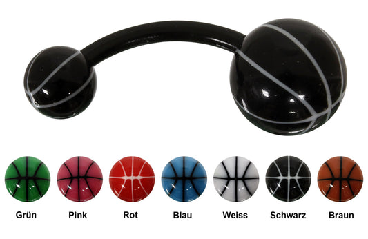 Bauchnabelpiercing BASKETBALL - flexibles Acryl in verschiedenen Farben