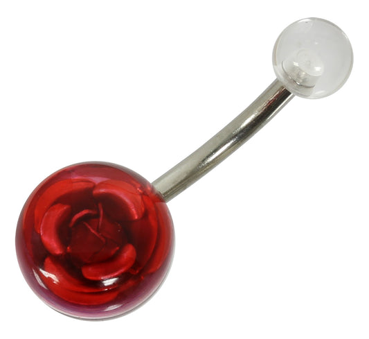 Bauchnabelpiercing RED ROSE - 316L Chirurgenstahl - Navel Piercing