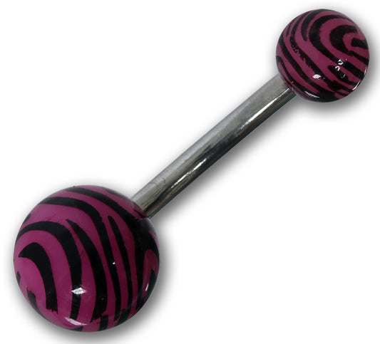 Bauchnabelpiercing ZEBRA SCHWARZ-LILA - 316L Chirurgenstahl mit Acryl-Kugeln