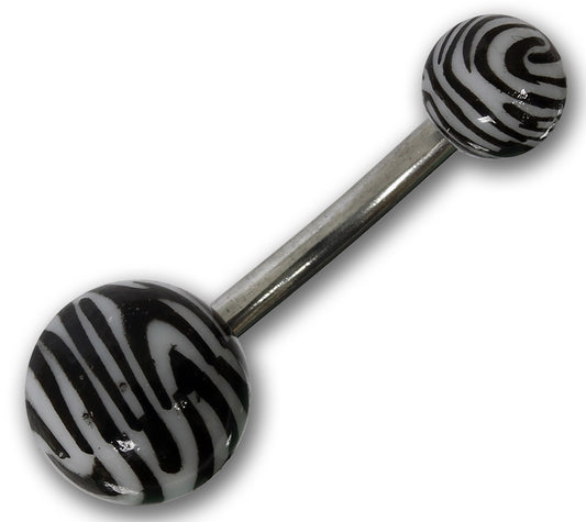 Bauchnabelpiercing ZEBRA SCHWARZ-WEISS - 316L Chirurgenstahl mit Acryl-Kugeln