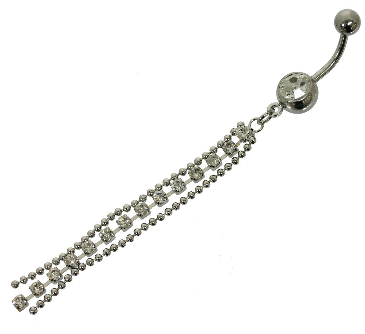 Bauchnabelpiercing KETTCHEN - 316L Chirurgenstahl Kristalle Weiss - Navel Piercing