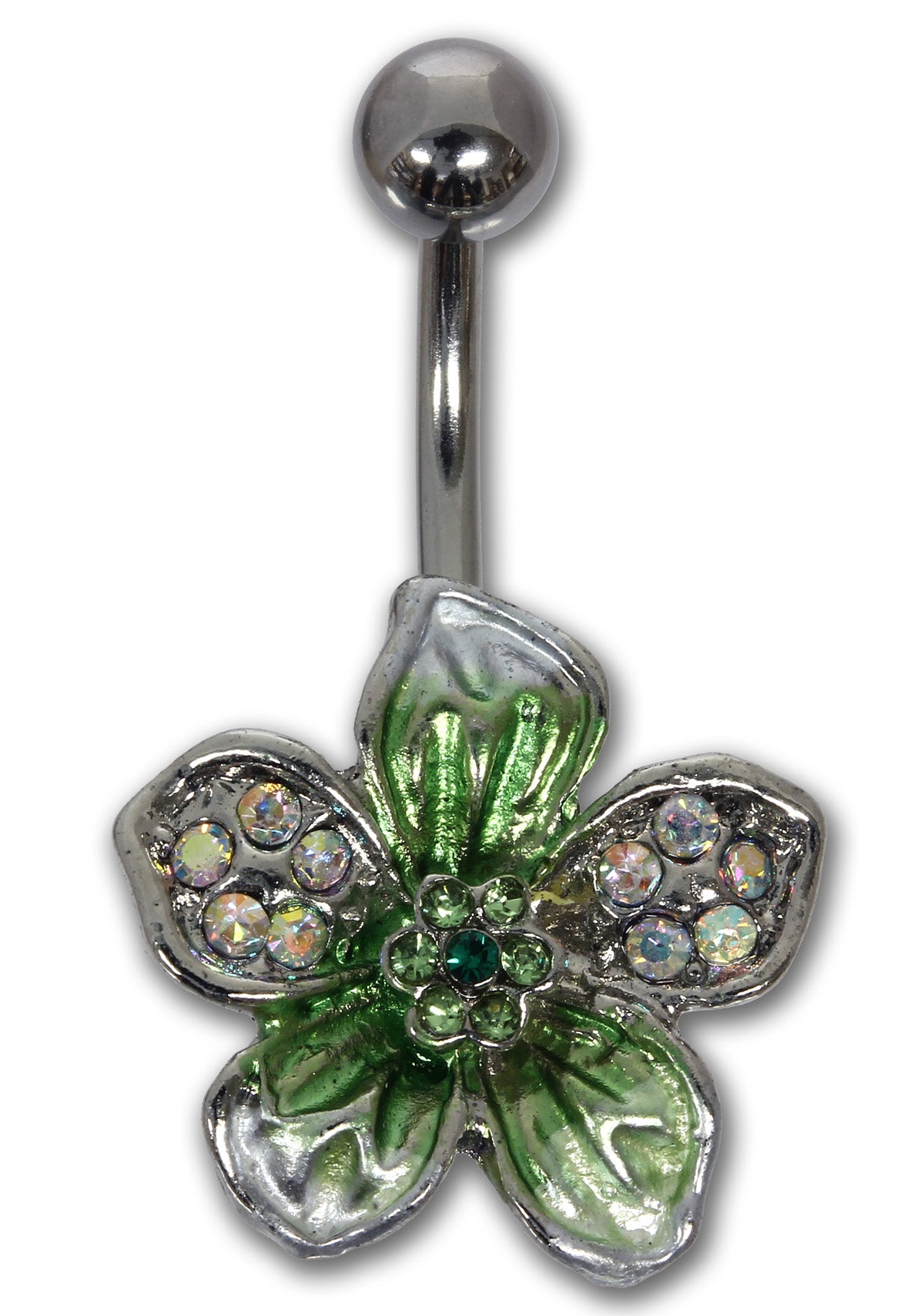 Bauchnabelpiercing TROPICAL FLOWER GRÜN - 316L Chirurgenstahl - Navel Piercing