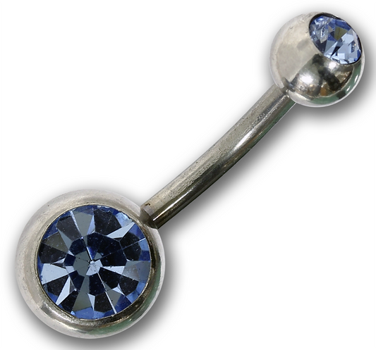 Bauchnabelpiercing LIGHT SAPPHIRE - 1,6 x 10 mm Chirurgenstahl mit zwei Kristallen - Navel Piercing