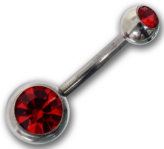 Bauchnabelpiercing LIGHT SIAM - 1,6 x 10 mm Chirurgenstahl mit zwei Kristallen - Navel Piercing