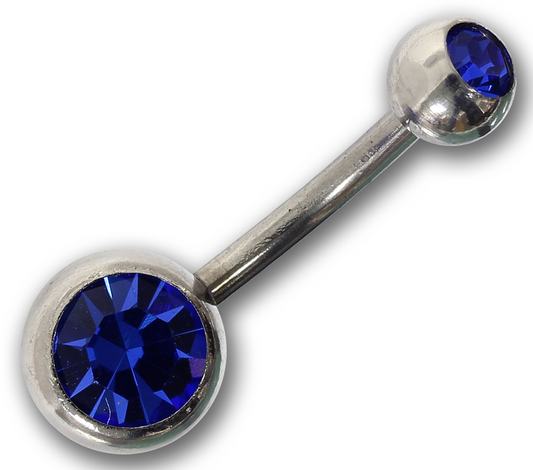 Bauchnabelpiercing SAPPHIRE - 1,6 x 10 mm Chirurgenstahl mit zwei Kristallen - Navel Piercing