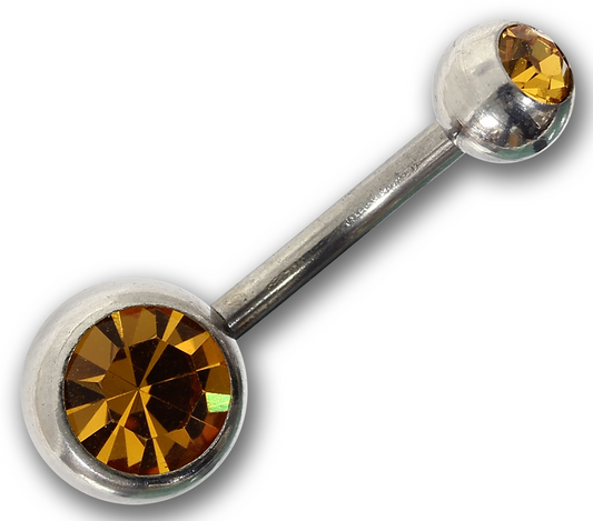 Bauchnabelpiercing TOPAZ - 1,6 x 10 mm Chirurgenstahl mit zwei Kristallen - Navel Piercing