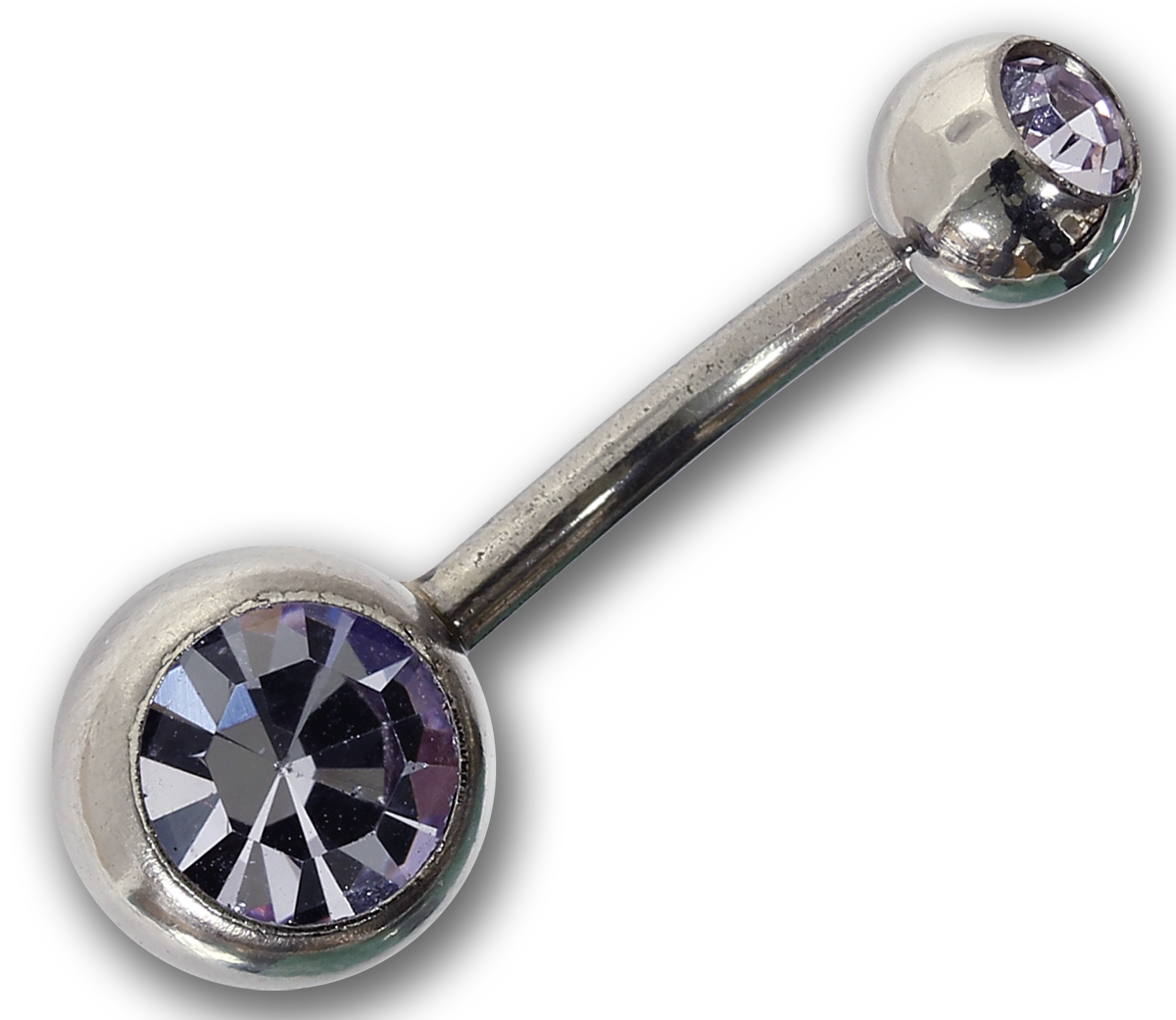 Bauchnabelpiercing VIOLET - 1,6 x 10 mm Chirurgenstahl mit zwei Kristallen - Navel Piercing