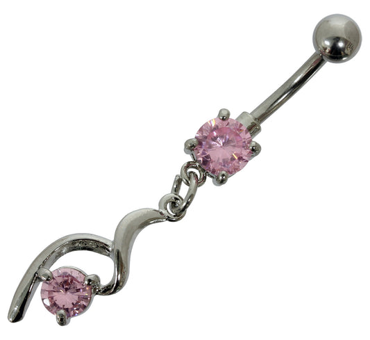 Bauchnabelpiercing TRIBAL (1) - 316L Chirurgenstahl mit Kristallen ROSA - Navel Piercing