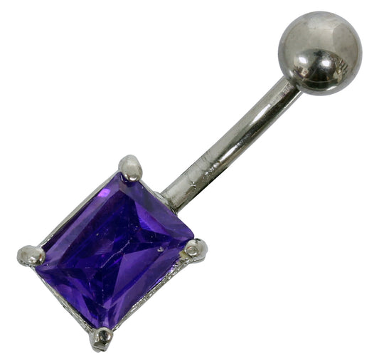 Bauchnabelpiercing VIERECK FLIEDER - 316L Chirurgenstahl - Navel Piercing