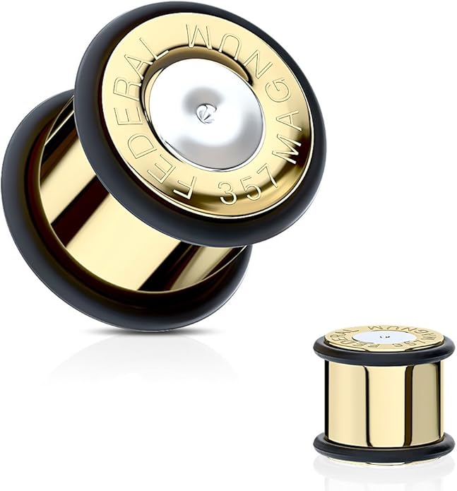 Flesh Plug BULLET GOLD 6 - 16 mm - 316L Chirurgenstahl mit 2 O-Ringen - Ohrschmuck