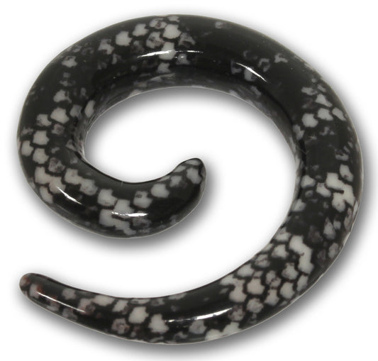 Dehnungsspirale SNAKE SKIN - 3,0 - 10,0 mm aus schwarzem Acryl - Expander Taper