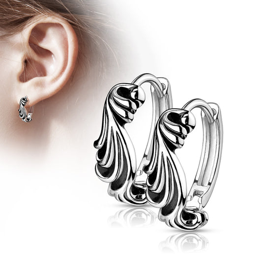 1 Paar Ohrringe SILVER PLATED WAVES - 316L Chirurgenstahl in Silber - Creolen für normale Ohrlöcher