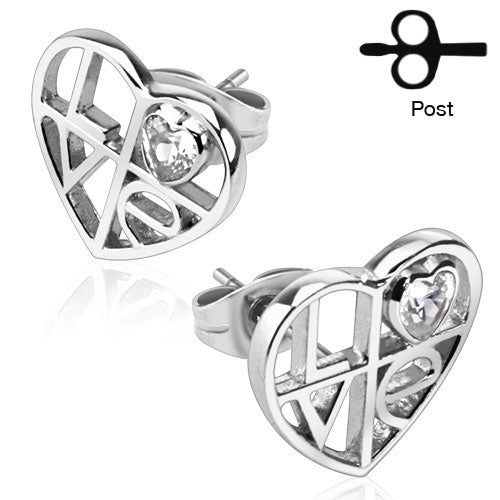 1 Paar Ohrstecker LOVE - .925er Sterling Silber - Ohrschmuck für normale Ohrlöcher