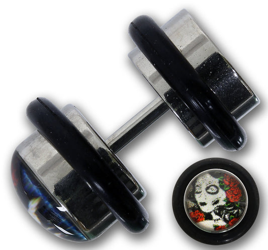 Fake Plug ROSE LADY - 316L Chirurgenstahl - Cheater Picture Plug - 1,2 x 4,5 mm