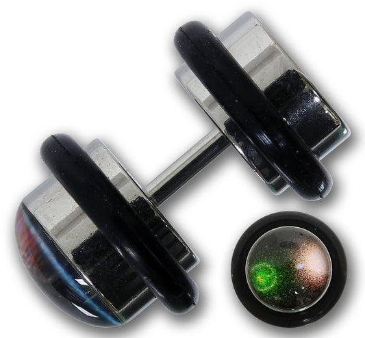 Fake Plug DEEP SPACE - 316L Chirurgenstahl - Cheater Picture Plug - 1,2 x 4,5 mm