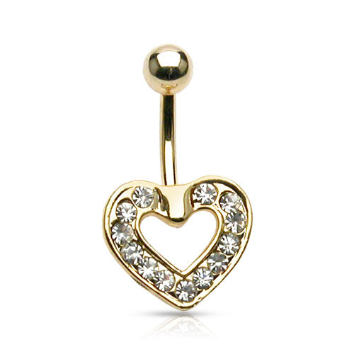 Bauchnabelpiercing PAVE HEART aus 14K vergoldetem 316L Chirurgenstahl - Navel Piercing