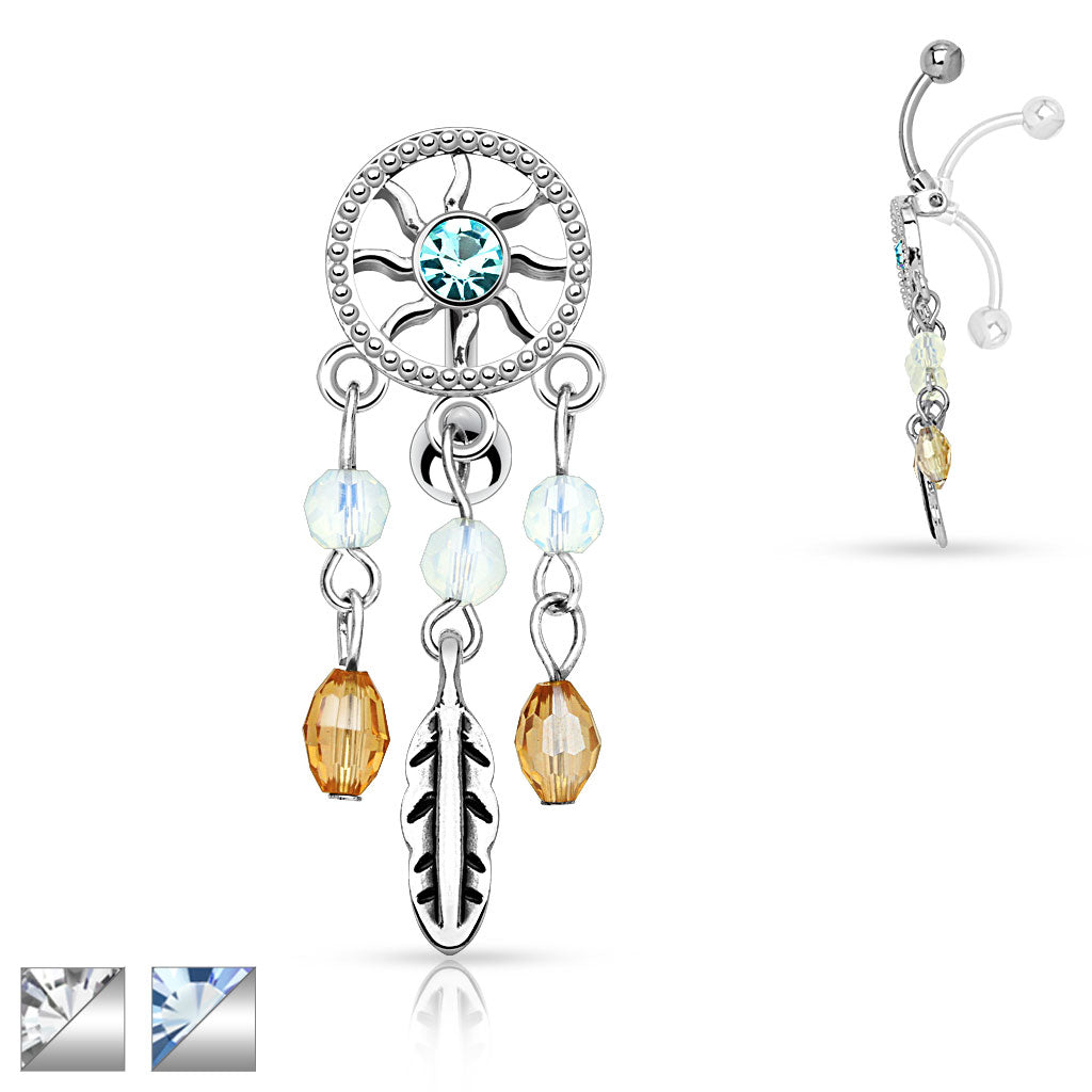 Bauchnabelpiercing DREAMCATCHER aus 316L Chirurgenstahl - Top Down - Navel Piercing