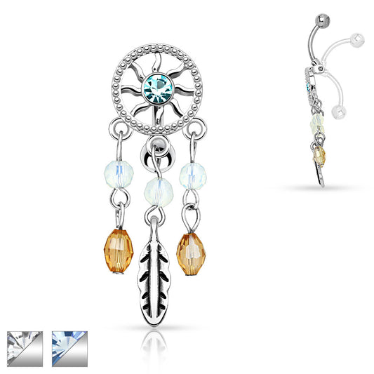 Bauchnabelpiercing DREAMCATCHER aus 316L Chirurgenstahl - Top Down - Navel Piercing