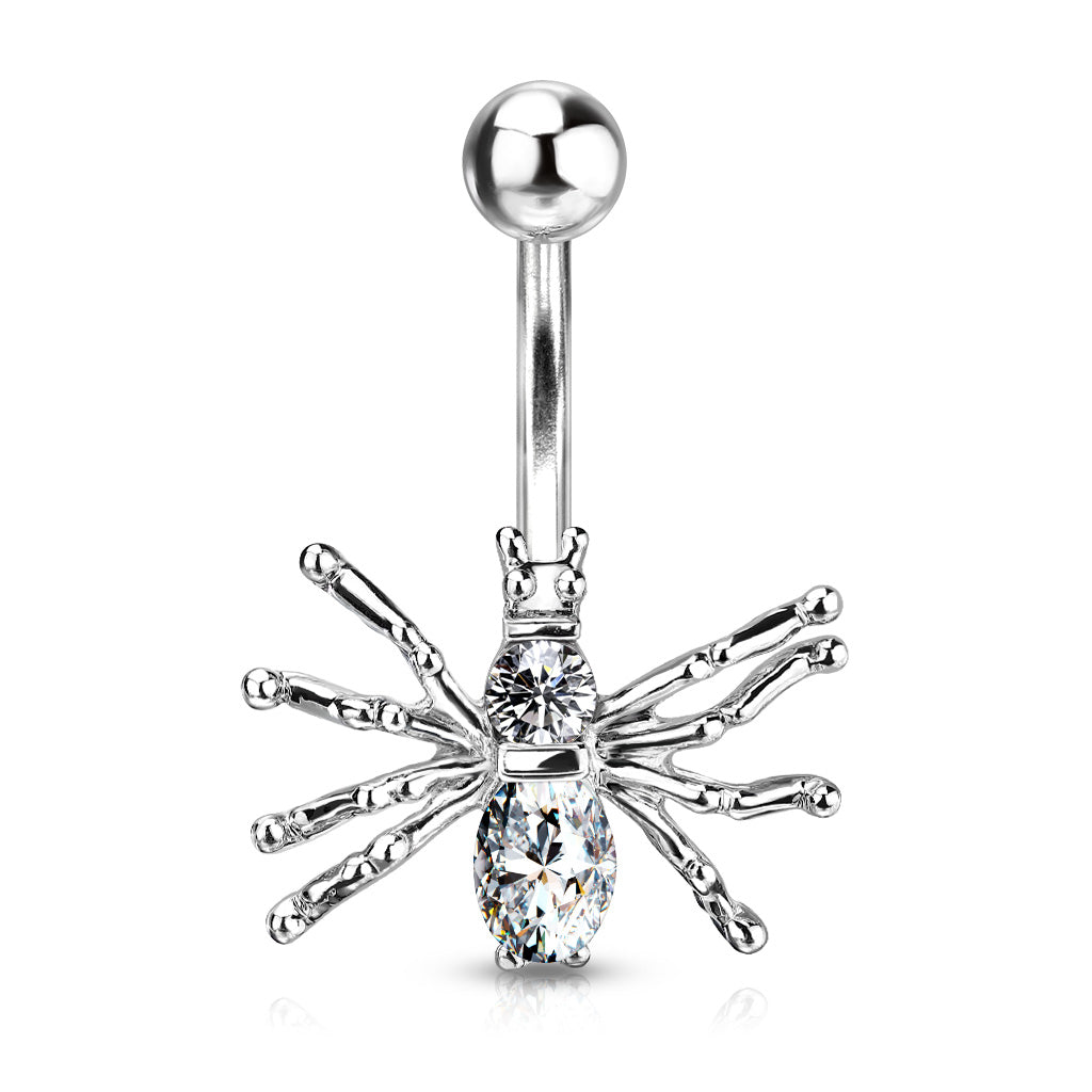 Bauchnabelpiercing CRYSTAL SPIDER aus 316L Chirurgenstahl - Kristalle - Navel Piercing