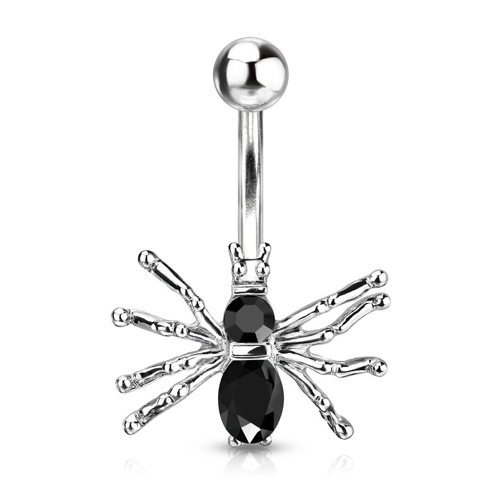 Bauchnabelpiercing CRYSTAL SPIDER aus 316L Chirurgenstahl - Kristalle - Navel Piercing