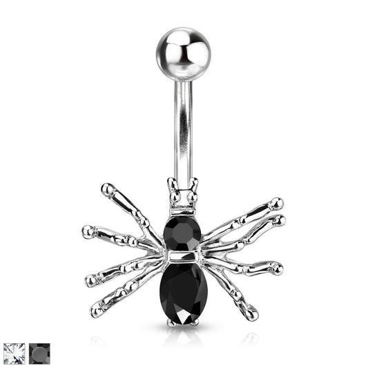 Bauchnabelpiercing CRYSTAL SPIDER aus 316L Chirurgenstahl - Kristalle - Navel Piercing