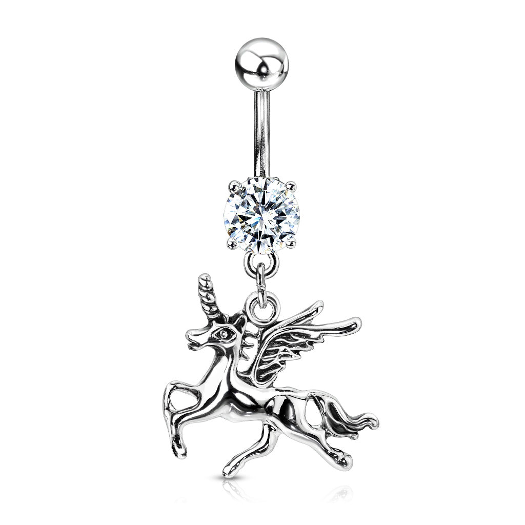 Bauchnabelpiercing UNICORN - EINHORN aus 316L Chirurgenstahl - Kristall - Navel Piercing