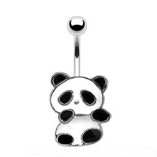 Bauchnabelpiercing PANDA BEAR aus 316L Chirurgenstahl - schwarz/weiß - Navel Piercing