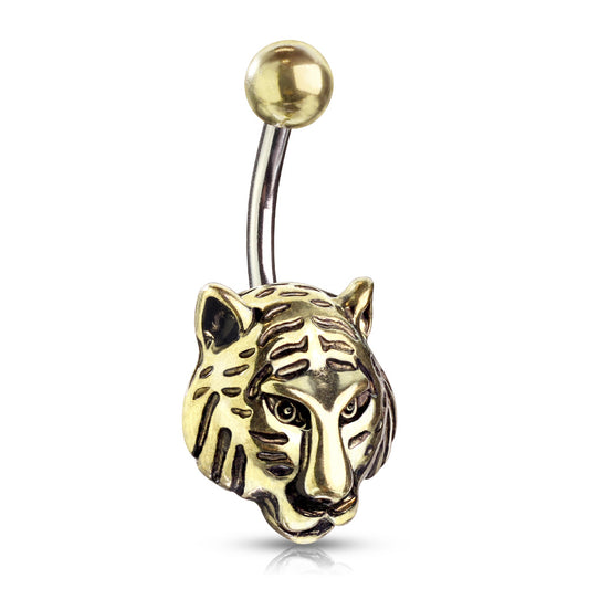 Bauchnabelpiercing GOLD TIGER aus 316L Chirurgenstahl - Navel Piercing - Antique Gold