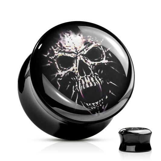 Double Flared Plug 8 - 16 mm - VAMPIRE SKULL aus Acryl - Ohrschmuck