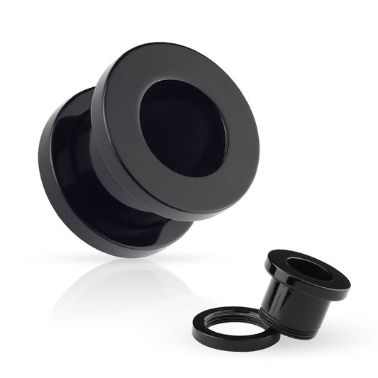 Flesh Tunnel zum schrauben 3,0 - 25 mm - Acryl BLACK - Ohrschmuck