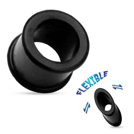 Flesh Tunnel BLACK 4 - 24 mm - flexibles Silikon - Ohrschmuck