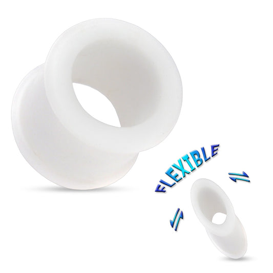 Flesh Tunnel WHITE 4 - 24 mm - flexibles Silikon - Ohrschmuck