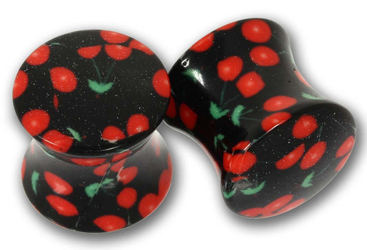 Double Flared Flesh Plug 6,0 - 12,0 mm - ACRYL CHERRIES - Ohrschmuck