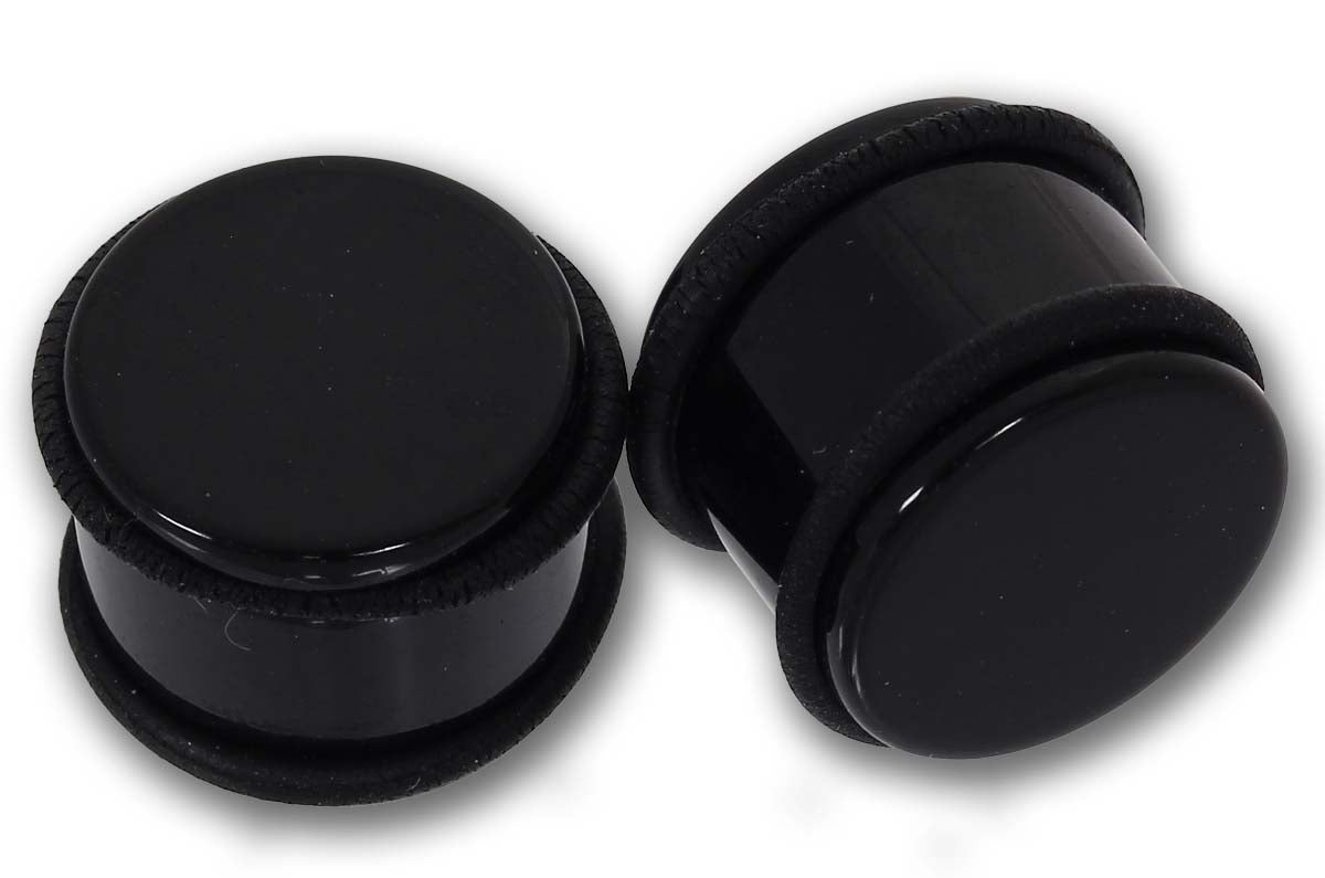 Flesh Plug 8,0 - 25 mm - BLACK ACRYL mit 2 O-Ringen - Ohrschmuck