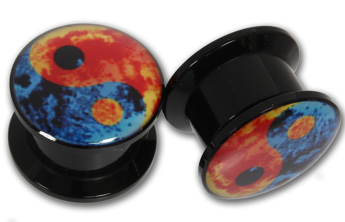 Picture Plug YIN & YANG zum schrauben 6,0 - 16 mm - Acryl - Ohrschmuck