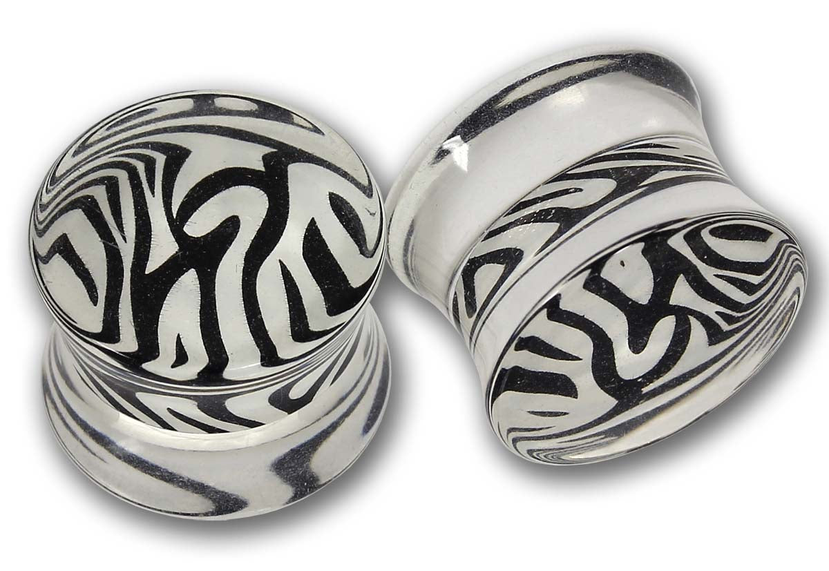 Double Flared Flesh Plug 14 - 25 mm - ACRYL ZEBRA - Ohrschmuck