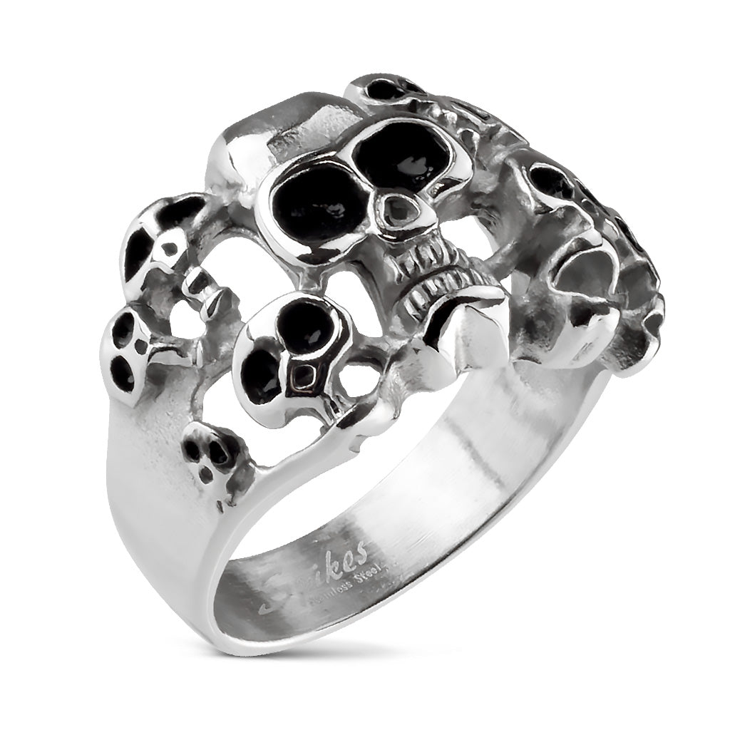 Ring CLUSTER SKULLS - Edelstahl - Fingerring in verschiedenen Größen