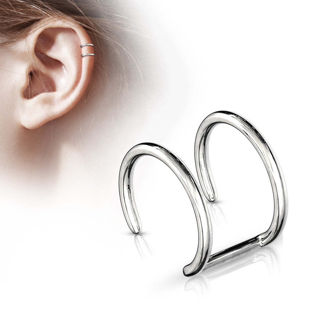 Ohrklemme DOUBLE CLOSURE RING - 316L Chirurgenstahl - Ohrklammer Non-Piercing