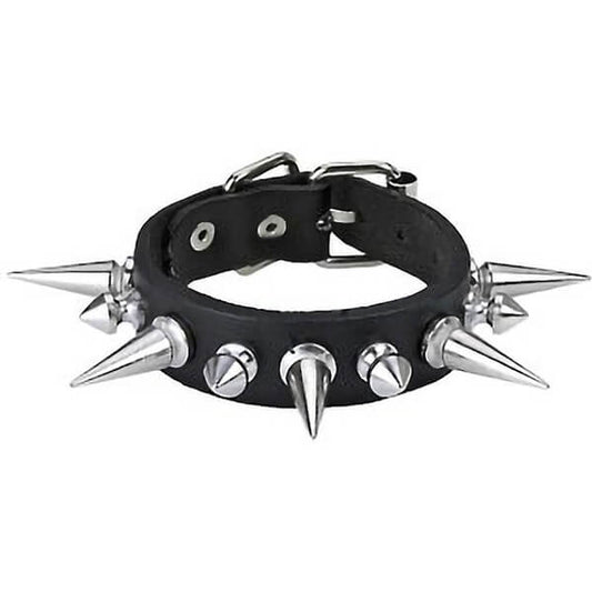 Armband - Leder in Schwarz - mit Spikes aus Edelstahl und Schnallenverschluß - Lederarmband