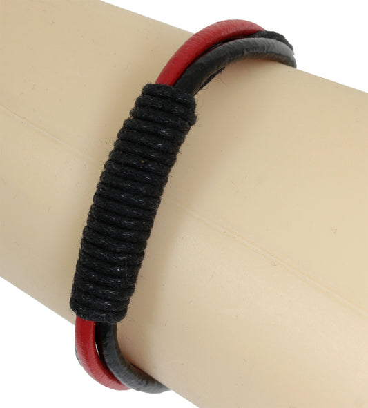 Armband SHOCKER TIE KNOTS - Leder in schwarz-rot - mit gleitendem Knotenverschluß - Lederarmband