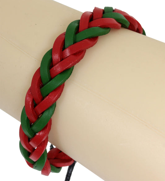 Armband ROT & GRÜN - Leder in verschiedenen Farben - mit gleitendem Knotenverschluß - Lederarmband