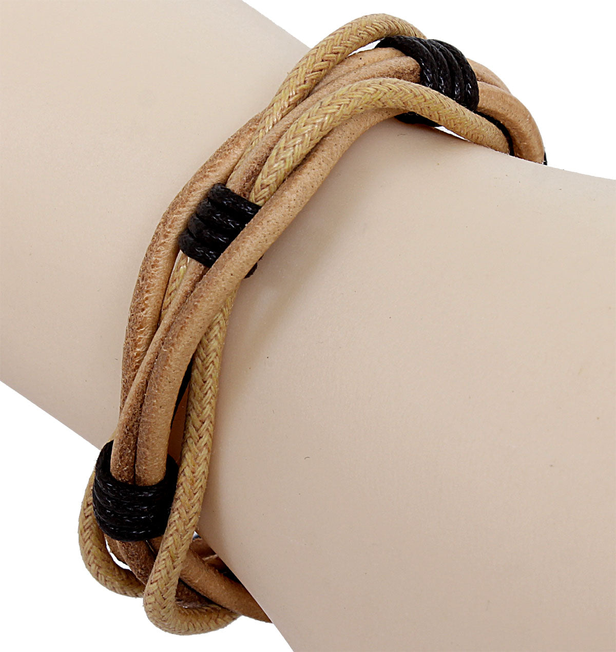 Armband - Leder in braun-beige - mit gleitendem Knotenverschluß - Lederarmband