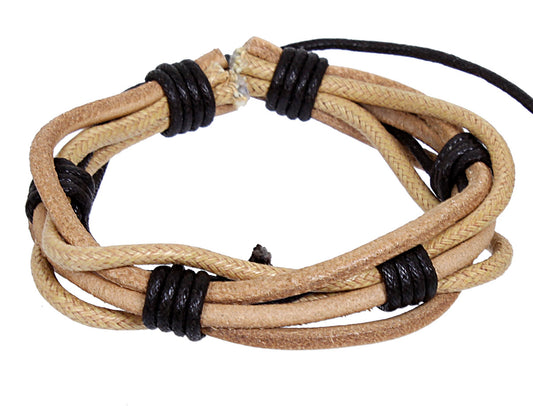 Armband - Leder in braun-beige - mit gleitendem Knotenverschluß - Lederarmband