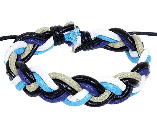 Armband - Leder in blau-weiss - mit gleitendem Knotenverschluß - Lederarmband