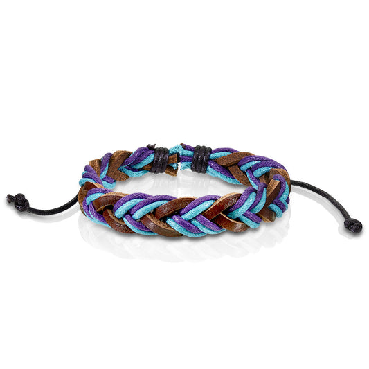 Armband BLAU & LILA - Leder in verschiedenen Farben - mit gleitendem Knotenverschluß - Lederarmband