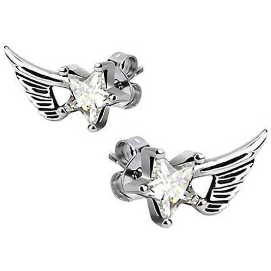 1 Paar Ohrstecker ANGELIC WINGS - 316L Chirurgenstahl in Silber - Ohrschmuck für normale Ohrlöcher