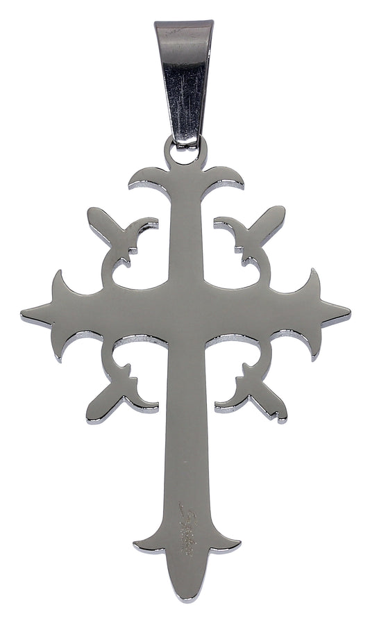 Halskette TRIBAL KREUZ - 316L Chirurgenstahl in Silber - Anhänger 4,5 cm Cross Schmuck