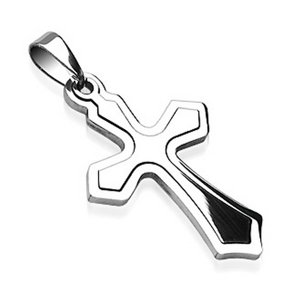 Halskette KREUZ - 316L Chirurgenstahl hochglanzpoliert - Anhänger 4,1 cm Cross Schmuck