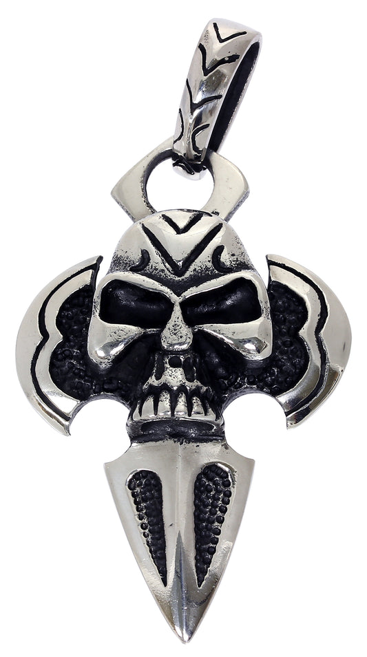 Halskette TOTENKOPF DOLCH - Edelstahl - Anhänger 6,9 cm Skull Dagger hochglanzpoliert Schmuck