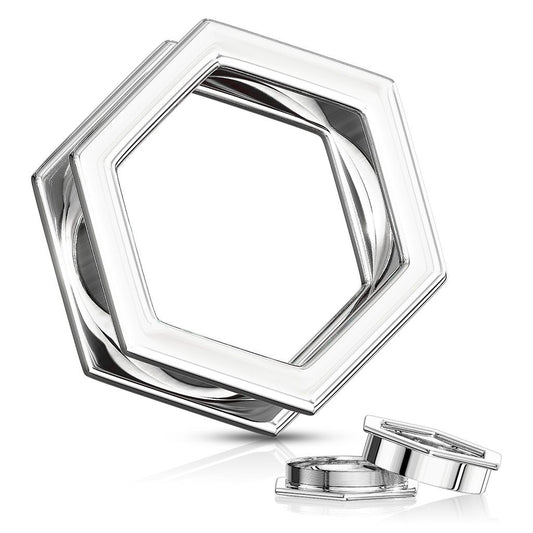 Flesh Tunnel HEXAGON 4,0 - 12 mm - 316L Chirurgenstahl - Ohrschmuck